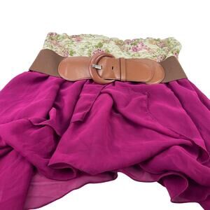 NEW Y2K Babydoll Padded Strapless Floral Belted Top Flowy Whimsical Asymmetrical